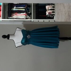 By & By teal sequins and rhinestones dress in sz 5